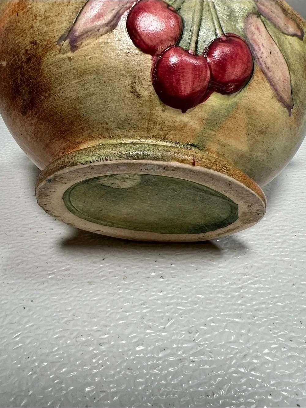 Vintage WELLER POTTERY FLEMISH BASKET WITH RAISED CHERRIES
